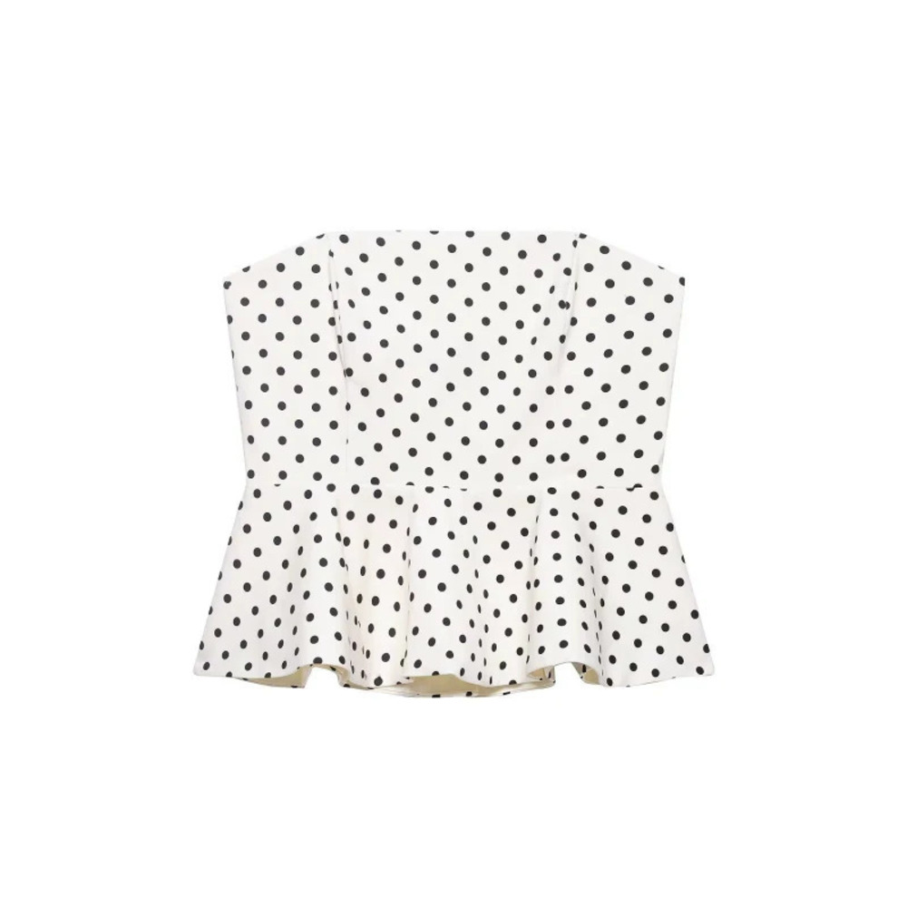 ZARA Polka Dot Ruffle Off Shoulder Tube Top